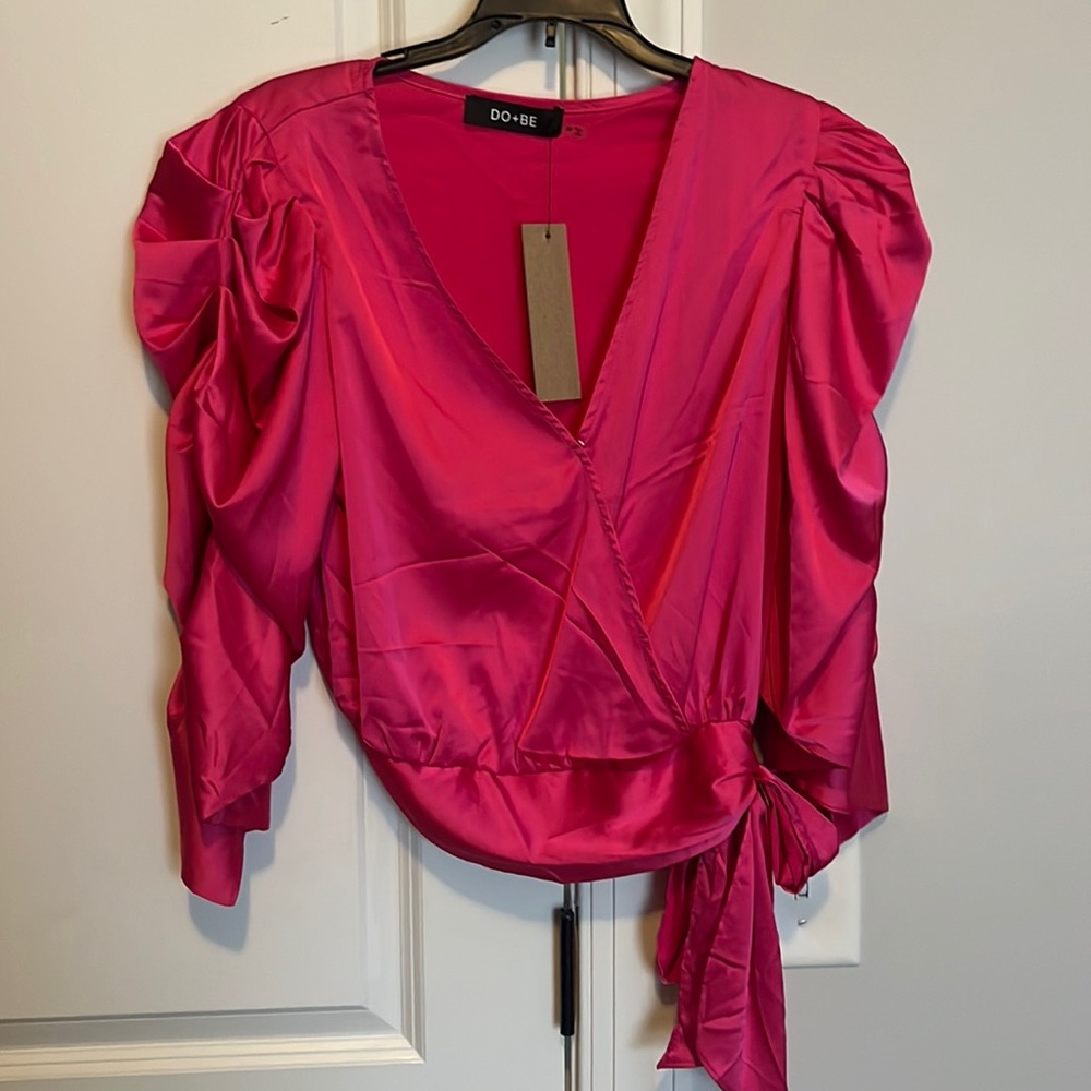 NWT Hot Pink Satin Top